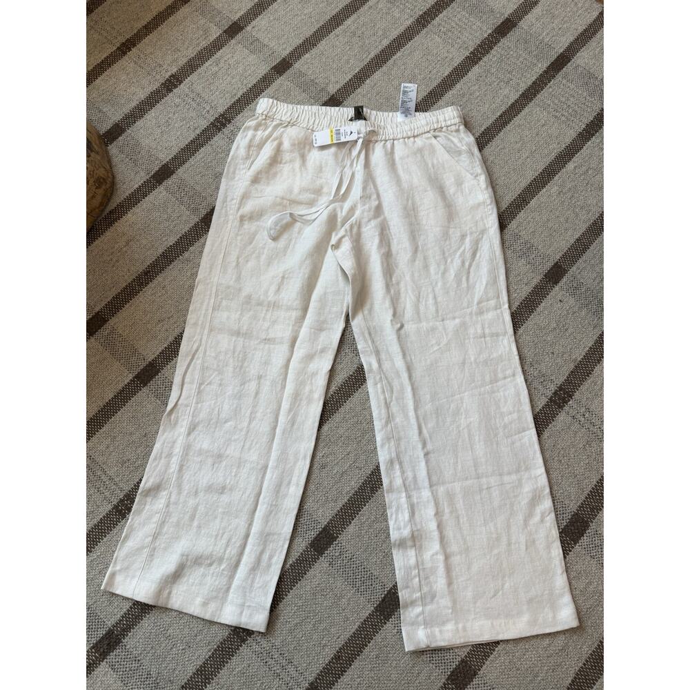 Tommy Bahama Two Palms Linen Drawstring Pants White Medium New Wide Leg Resort